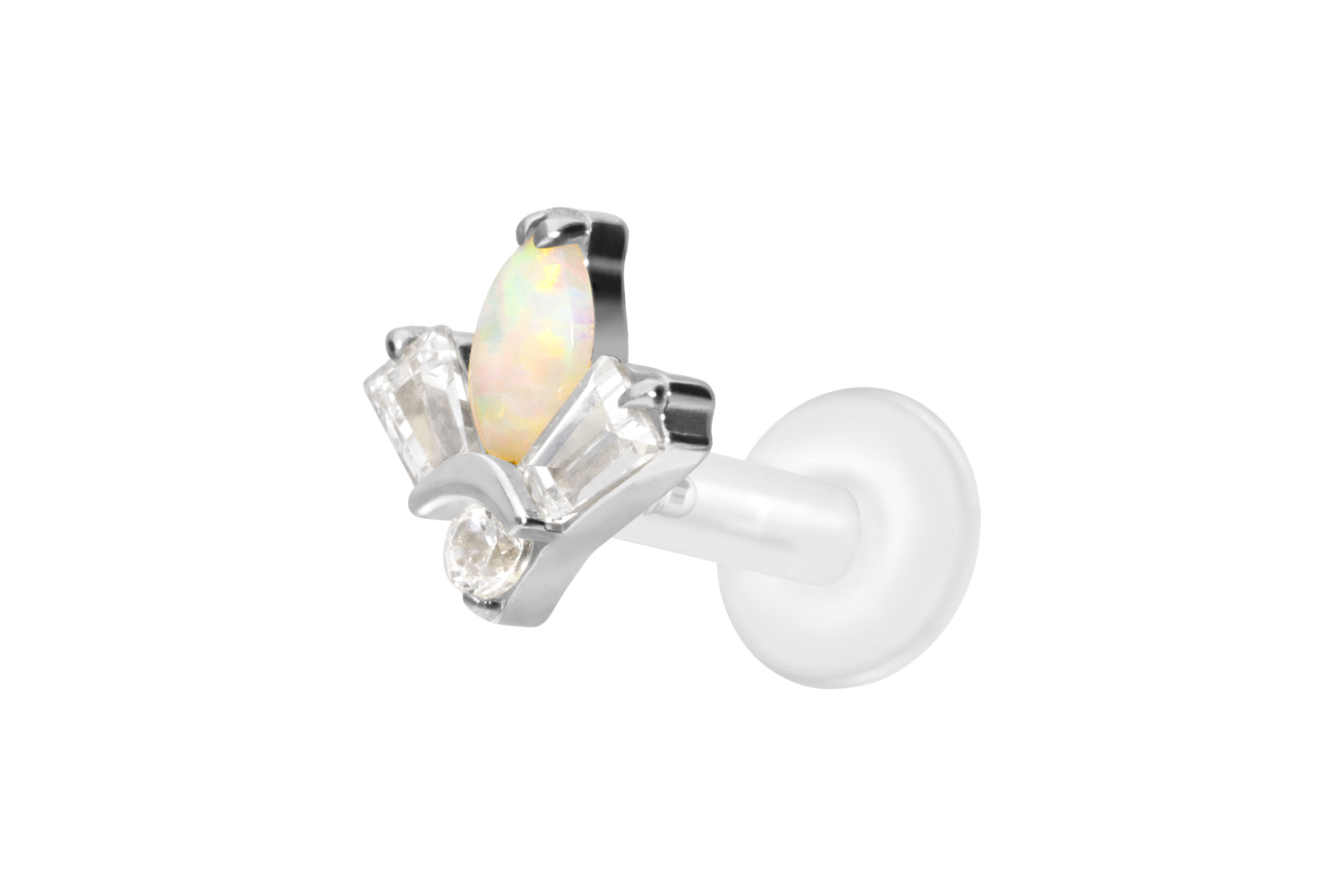 PTFE Labret Piercing mit Innengewinde + Titan-Aufsatz LOTUSBLÜTE